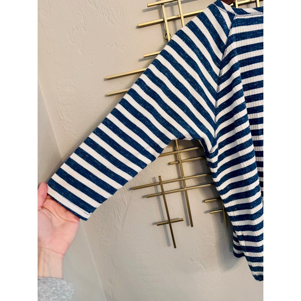 Chaps Blue White Striped Lace Up Nautical Top M - Picture 6 of 7